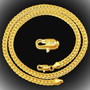 14K Yellow Gold American Cut Rattle Snake Necklace & Bracelet